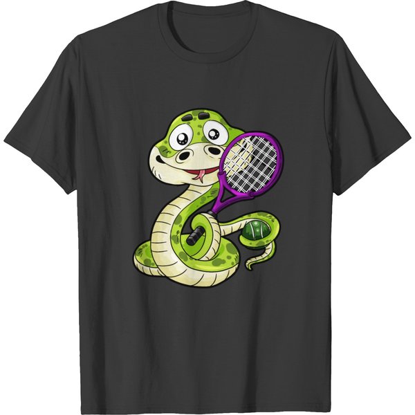 Tennis Player Viper Snake Racket Badminton Comic T-Shirt-image