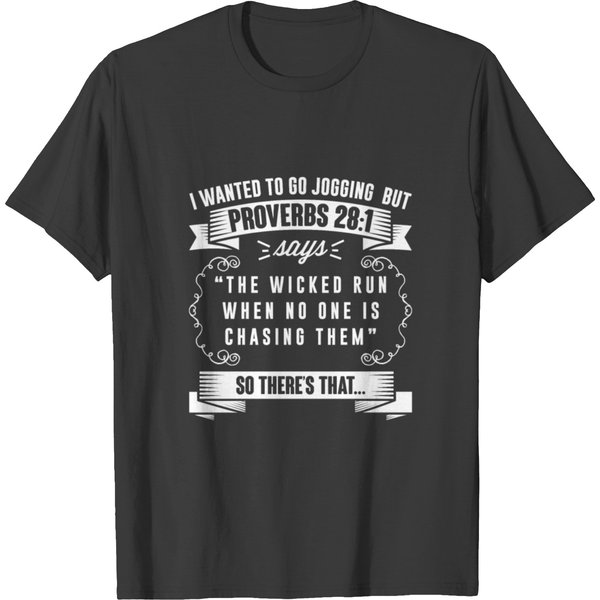 Proverbs 28:1 Funny Jogging Running Cardio Fitness T-Shirt-image