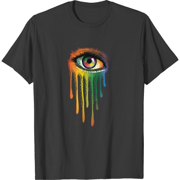 Crying Colorful Tears Sad Eyes Artistic Watercolor T-Shirt-image