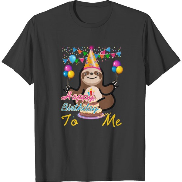 Happy Sloth Birthday Gift Design T-Shirt-image