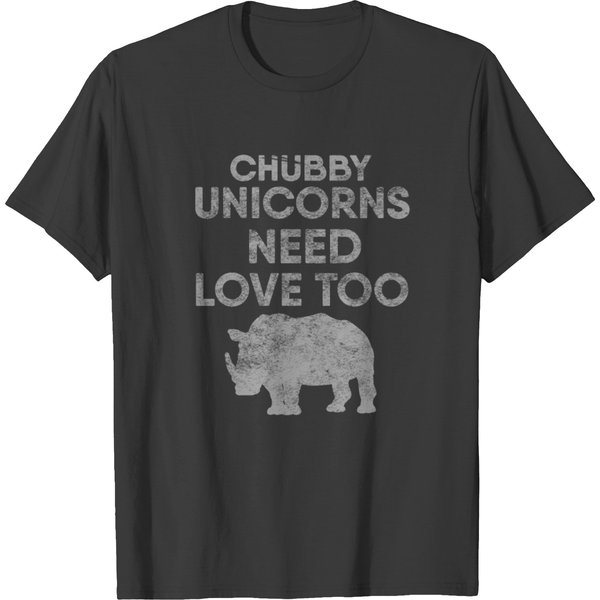 Vintage Chubby Unicorns Need Love Too Rhinoceros T-Shirt-image