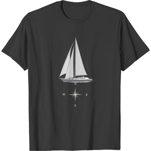 Yacht Sailing Boat Motor Boat Compass T-Shirt T-Shirt-image