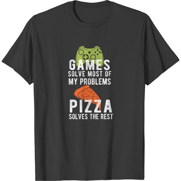Playing Games & Burger Fast Food Pizza Hut Eating T-Shirt-image