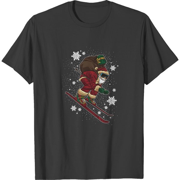 Skiing Santa Claus Rides In The Snow T-Shirt-image