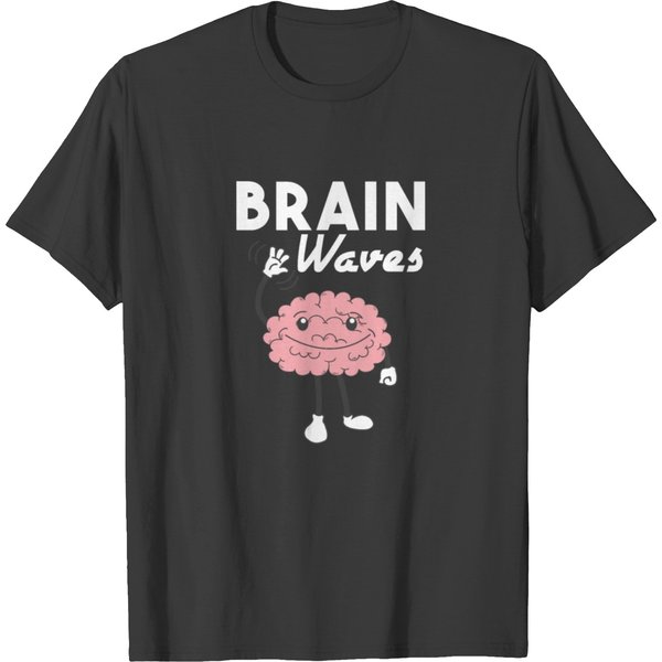 Brain Waves Funny Humorous Brainy Geek Human T-Shirt-image