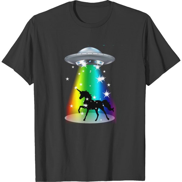 Unicorn Rainbow Ufo Alien Pony Space Travel Fable T-Shirt-image