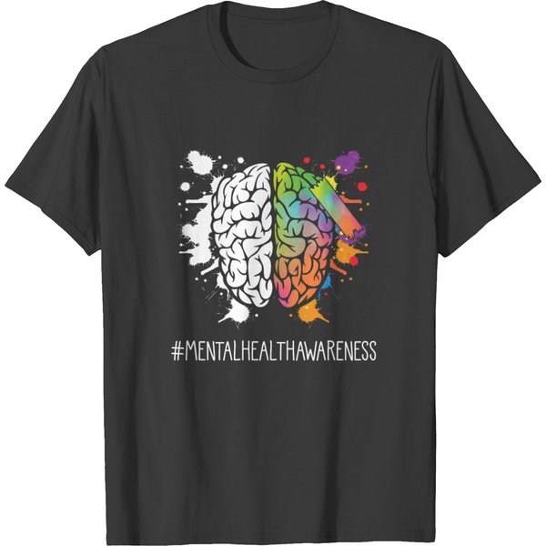 Mental Health Awareness Disorder Colorful Brain T-Shirt-image