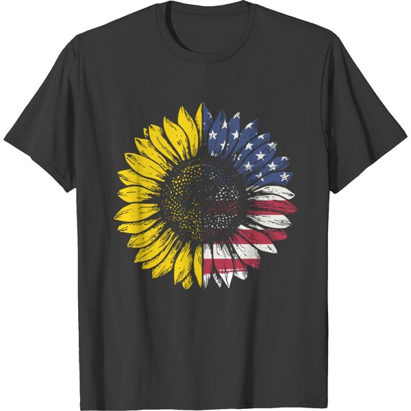Sunflower American Flag Patriotic 4Th Of July T-Shirt-image