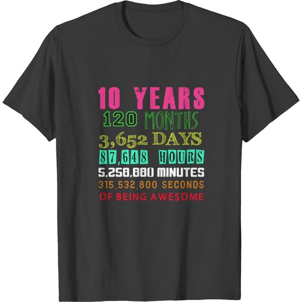 10 Years Old Being Awesome 10Th Birthday Gift T-Shirt-image