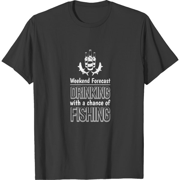 Funny Fishing Weekend Forecast Drinking & Fishing T-Shirt-image