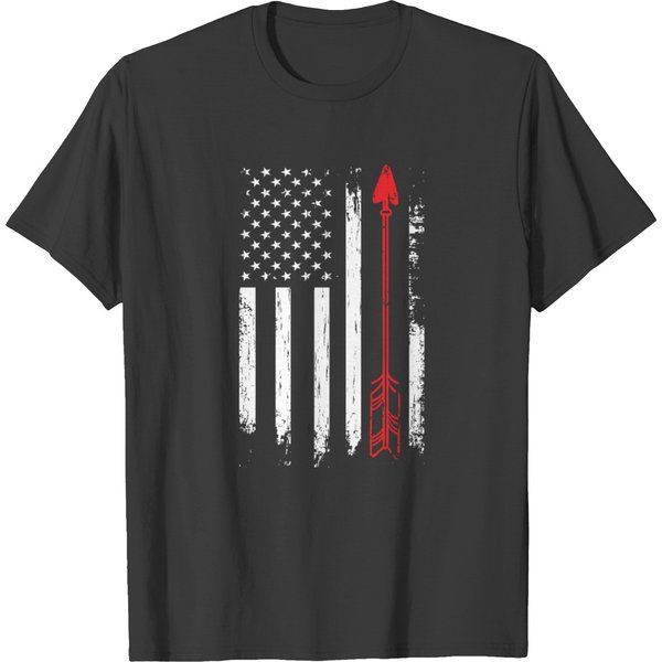 Vintage Usa Red White Archery Arrow American Flag T-Shirt-image