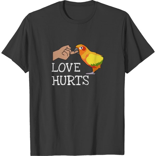 Love Hurts Sun Conure For Sun Conure Parrot Lovers T-Shirt-image