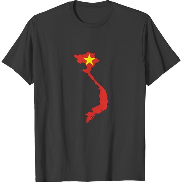 Vietnam Outline Map Over National Flag Icon T-Shirt-image