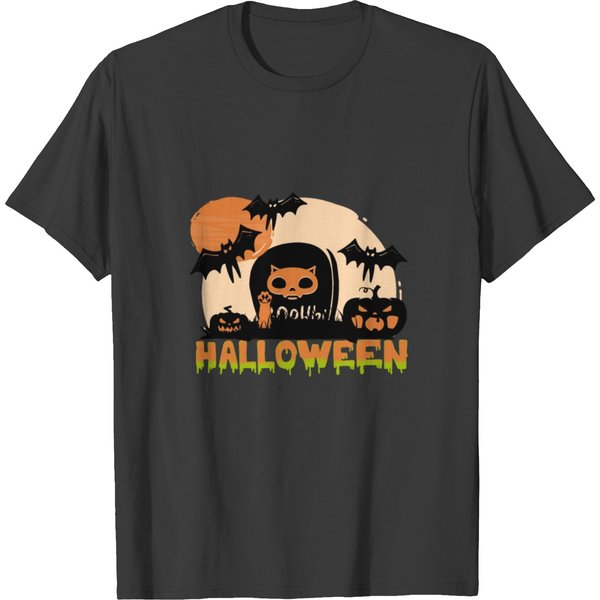 Cats Night Horror Halloween,Cats Halloween T-Shirt-image