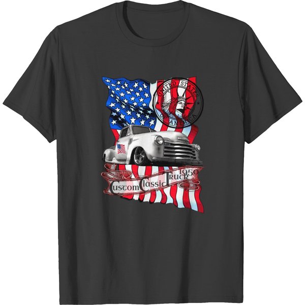 Custom Classic Pickup Truck United States T-Shirt-image