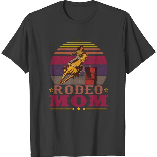 Rodeo Mom Vintage Sunset Barrel Racer T-Shirt-image