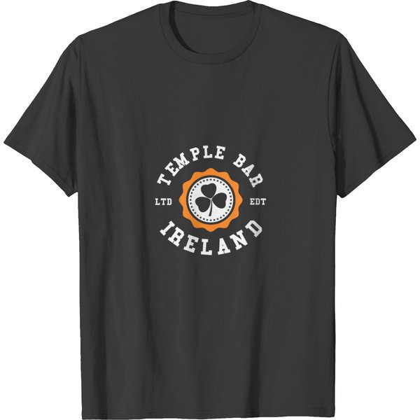 Temple Bar Dublin Ireland Shamrock Irish Badge T-Shirt-image