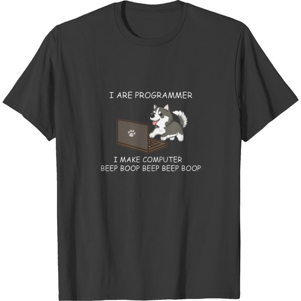 Husky I Are Programmer I Make Computer Beep Boop T-Shirt-image