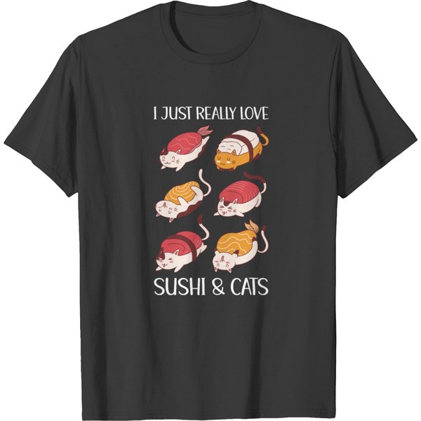 I Just Really Love Sushi And Cats T-Shirt-image