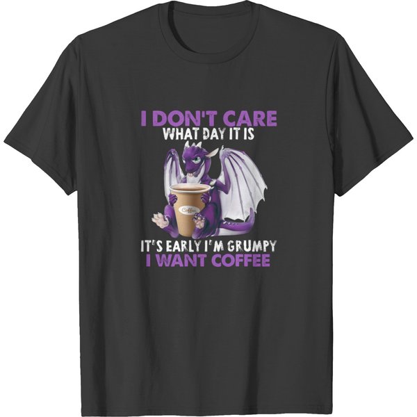 Dragon I Dont Care I Want Coffee T-Shirt-image