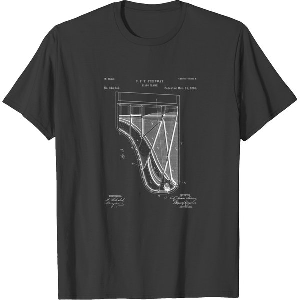 Steinway Grand Piano Patent - Piano Player Art - B T-Shirt-image