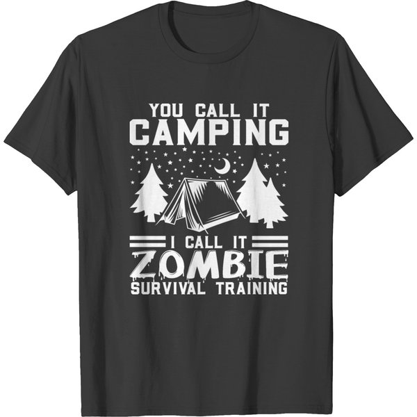 Zombie Survival Training Camping - Funny Halloween T-Shirt-image