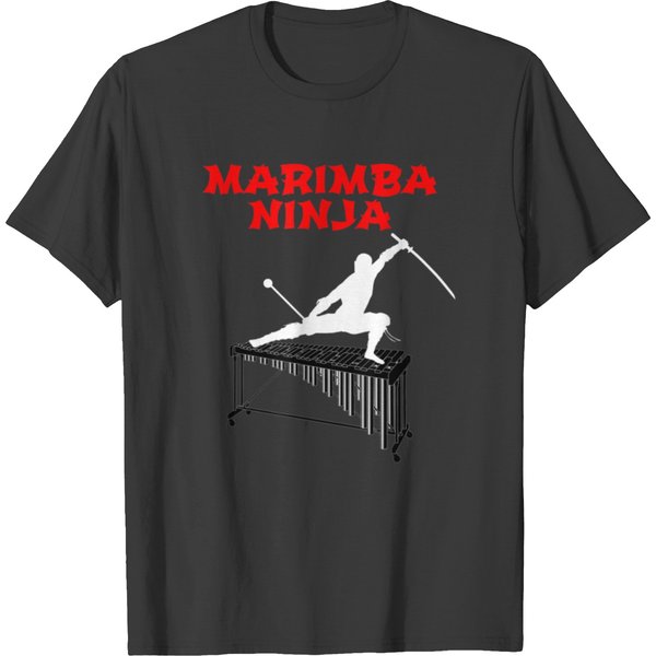 Marimba Ninja Marching Band Funny Percussion T-Shirt-image