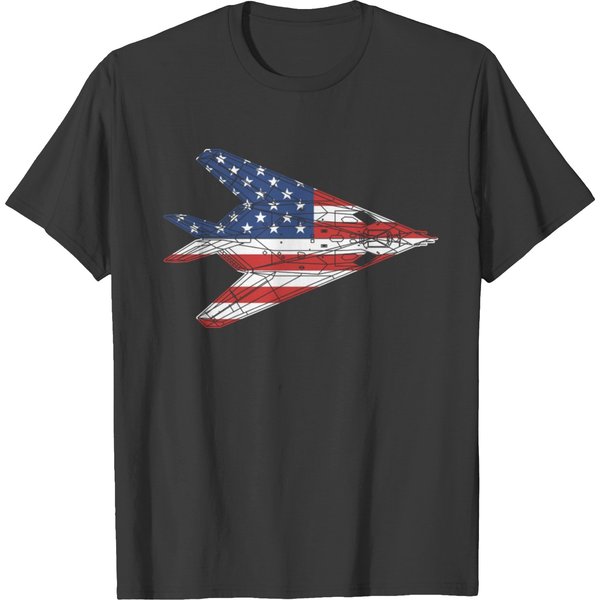 F-117 Stealth Nighthawk Aircraft American Flag T-Shirt-image