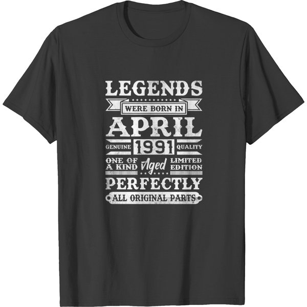 30Th Birthday April Gift Vintage 1991 30 Years T-Shirt-image