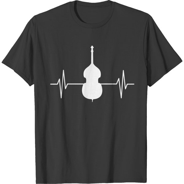 Double Bass Musical Instrument Heart Line T-Shirt-image