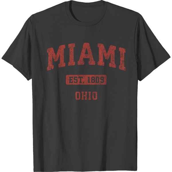 Miami Ohio Oh Vintage Athletic Sports Design T-Shirt-image