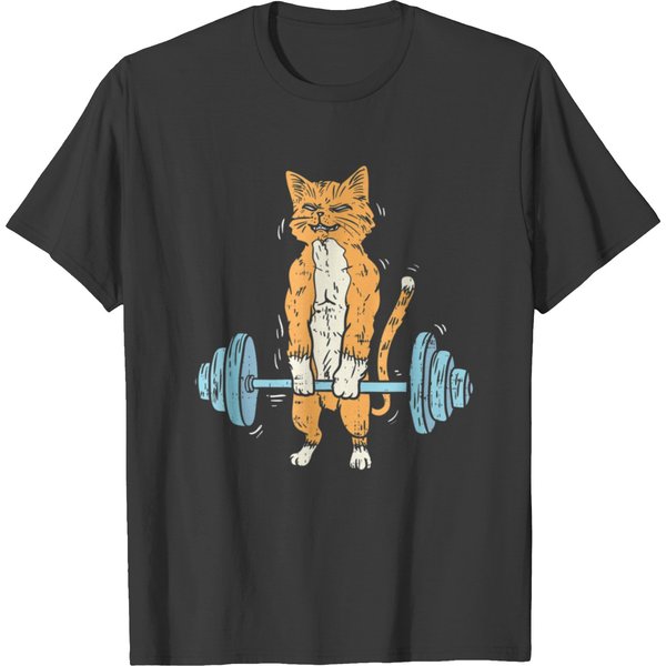 Cat Deadlift Powerlifting T Shirt Gym Lifting T-Shirt-image