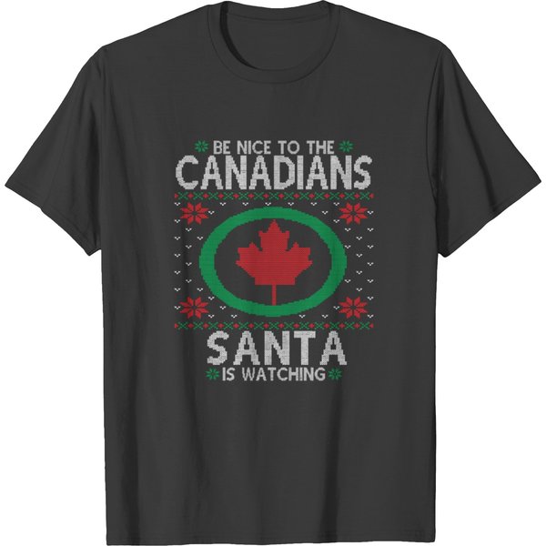 Canadian Ugly Christmas Party Funny Canada Maple L T-Shirt-image