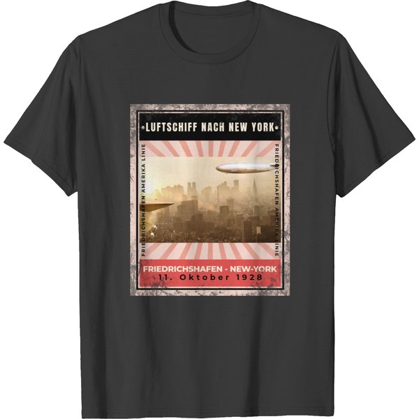 Airship Flying Above The Clouds Travel Vintage T-Shirt-image
