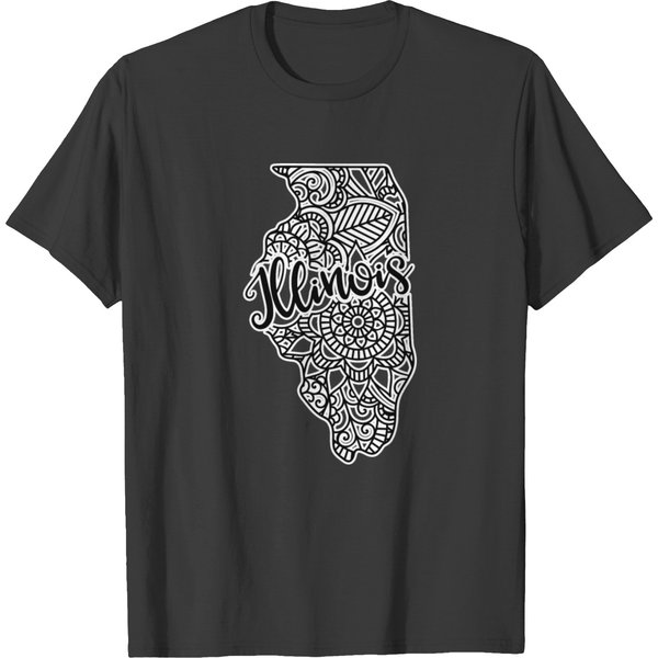 Illinois Usa State Map Mandala Design T-Shirt-image