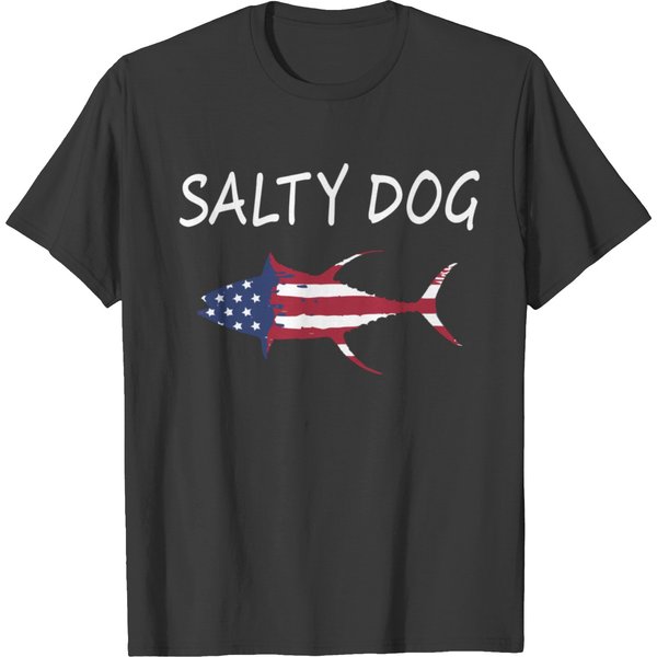 Salty Dog American Flag Tuna Saltwater Ocean Game T-Shirt-image