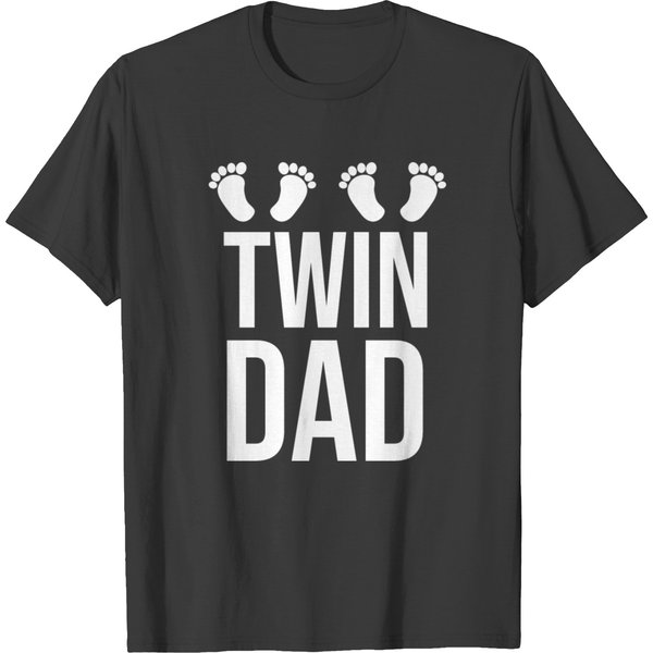Twin Dad Foot Print Twin Dad Tired Dad Twins T-Shirt-image