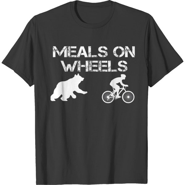 Meals On Wheels T Bear Chasing Biking Bicycle T-Shirt-image
