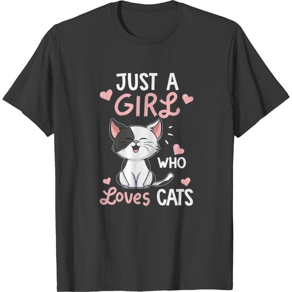 Just A Girl Who Loves Cats Cute Cat Lover Gifts T-Shirt-image
