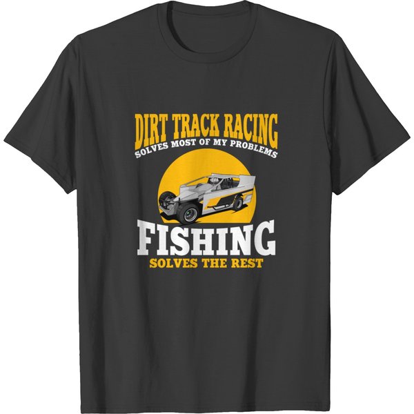 Dirt Track Racing And Fishing T-Shirt-image