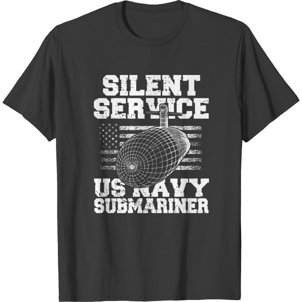 Navy Veteran Submarine Submariner Us Flag Silent S T-Shirt-image
