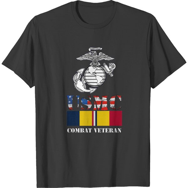 Veteran Gift-American Flag Combat Action Ribbon Ve T-Shirt-image