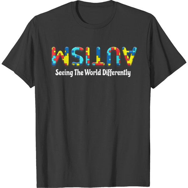 Autism Seeing The World Differently Upside A 594 T-Shirt-image