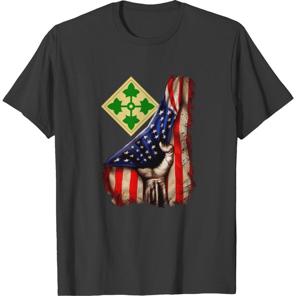 4Th Infantry Division American Flag T-Shirt-image