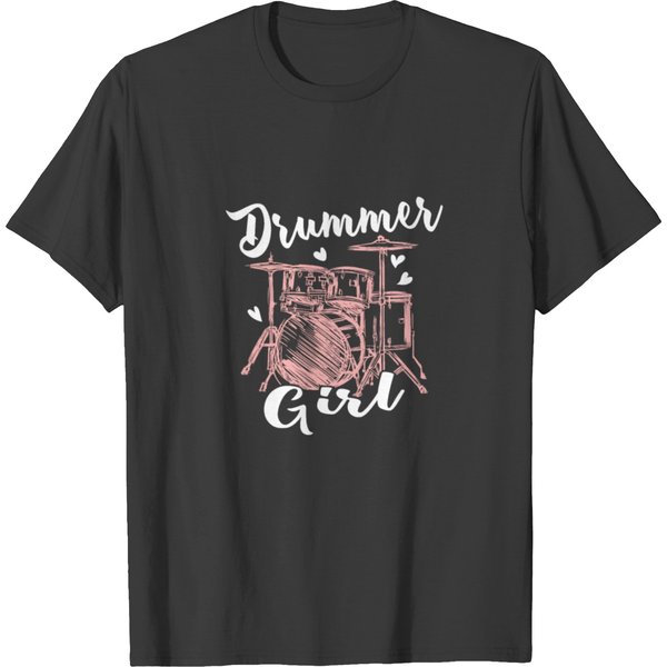 Drummer Girl Drummers Drumming Band T-Shirt-image