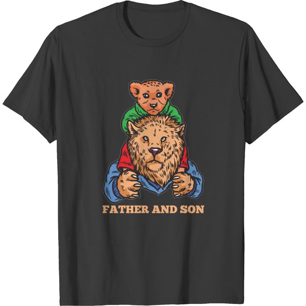 Father And Son Lion Dad Boy Friendship Bond T-Shirt-image