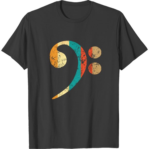Vintage Bass Clef Music Bassist Musician T-Shirt-image