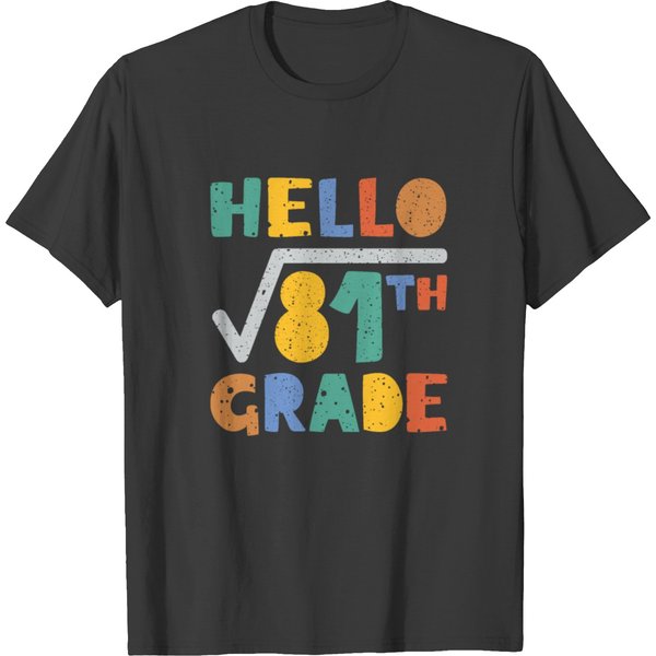 Hello 9Th Grade Funny Square Root Of 81 Math T-Shirt-image