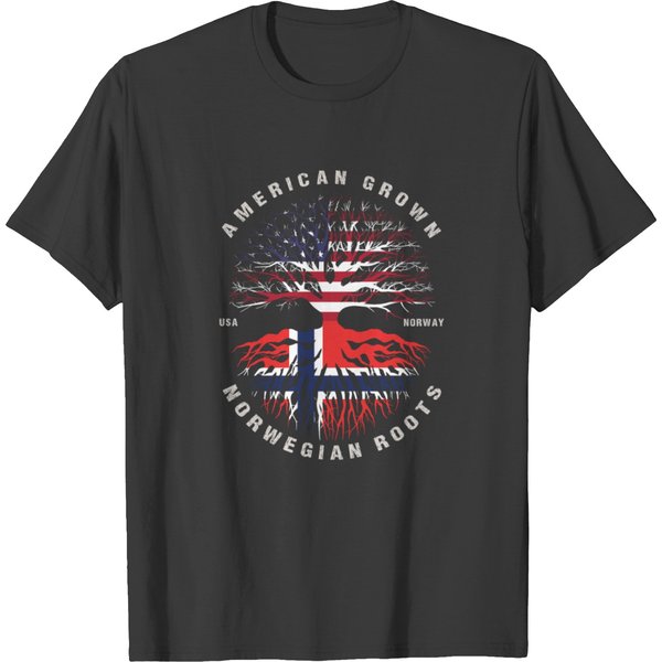 American Grown Norwegian Roots Norway Flag T-Shirt-image