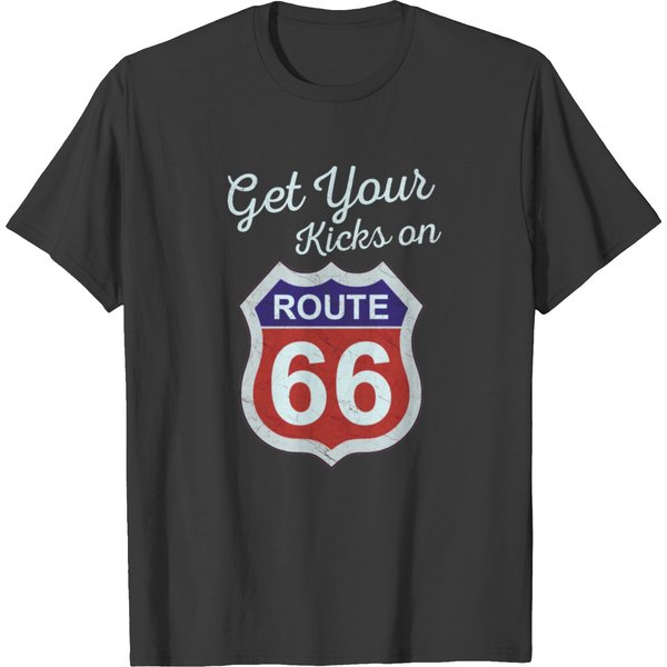 Get Your Kicks - Route 66 - Distressed 60'S T-Shirt-image